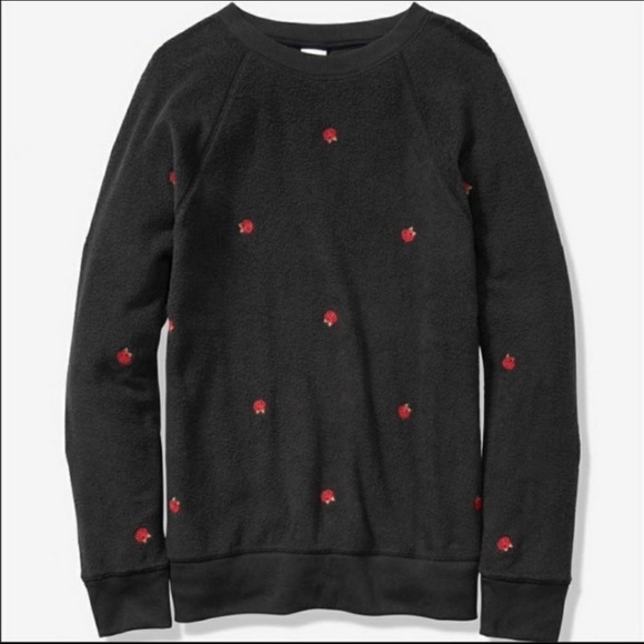 PINK Roses Black Fleece Sweatshirt - Picture 7 of 7